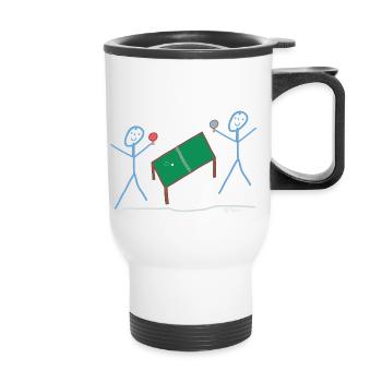 Table Tennis Stick Figure Sport Ping Pong Game - Thermal mug with handle - white - Front