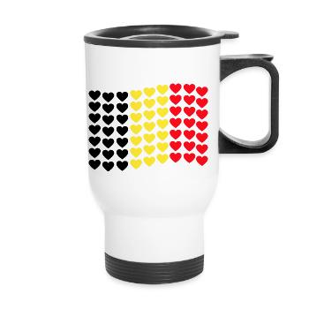 Belgique Drapeau Coeur Drapeau belge Patrie - Tasse isotherme avec poignée - blanc - Devant