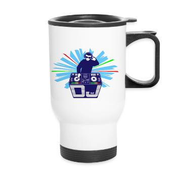 DJ Shirt Club Digital Deck Mixing Console with Headphones - Thermal mug with handle - white - Front