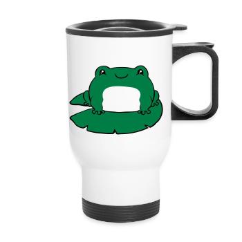 Frog on water lily - Thermal mug with handle - white - Front