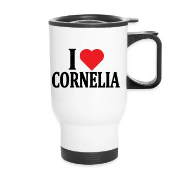 T-Shirt Ich liebe Cornelia T-Shirt Geschenkidee - Thermobecher mit Tragegriff - Weiß - Vorne