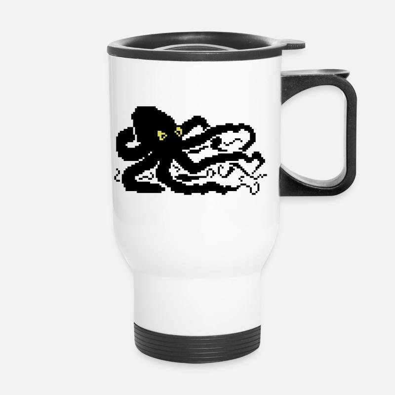 Pieuvre pixel 8 bits - Tasse isotherme avec poignée - blanc