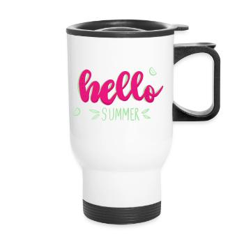Hello Summer - Wassermelone - Thermobecher mit Tragegriff - Weiß - Vorne