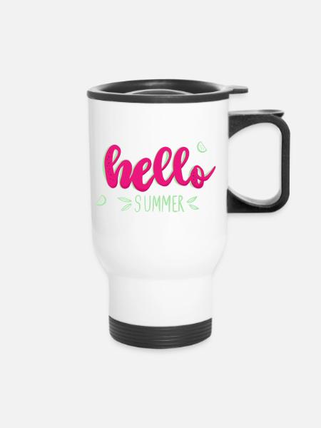Hello Summer - watermelon - Thermal mug with handle - white