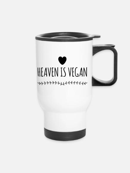Heaven Is Vegan - Thermobecher mit Tragegriff - Weiß