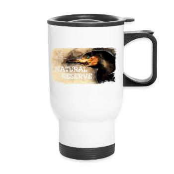 Serie "NATURSCHUTZGEBIET" - Kormoran - Thermobecher mit Tragegriff - Weiß - Vorne
