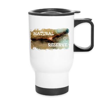 Series "NATURAL RESERVE" - Circaète Jean-le-Blanc - Thermal mug with handle - white - Front
