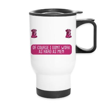 Dresseuse d’animaux obtient le droit du premier coup - Tasse isotherme avec poignée - blanc - Devant