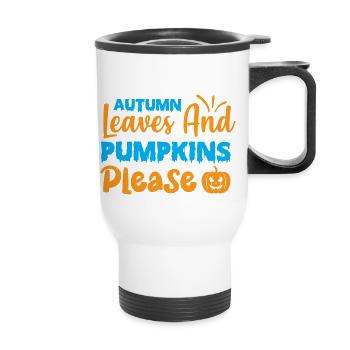 Autumn leaves and pumpkins please - halloween - Thermal mug with handle - white - Front