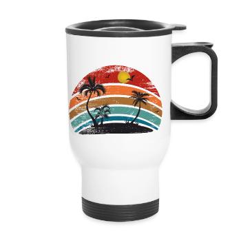 Coucher de soleil rétro - Tasse isotherme avec poignée - blanc - Devant