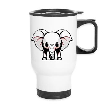 Little Elephant Cartoon Cute Adventure 12 - Thermal mug with handle - white - Front
