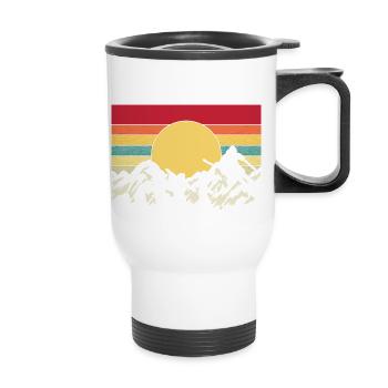 Skiing Evolution Vintag Winter Sport Ski - Thermal mug with handle - white - Front