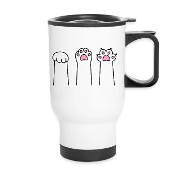 Stone Paper Scissors Cat Paw Game Cat Paws - Thermal mug with handle - white - Front