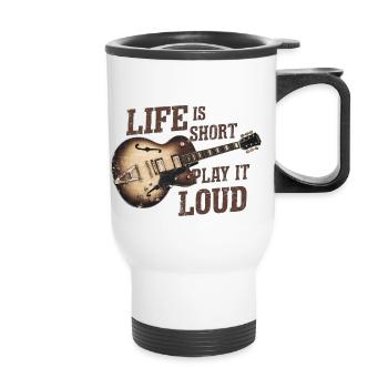 La vie est courte Jouez-la fort - Tasse isotherme avec poignée - blanc - Devant