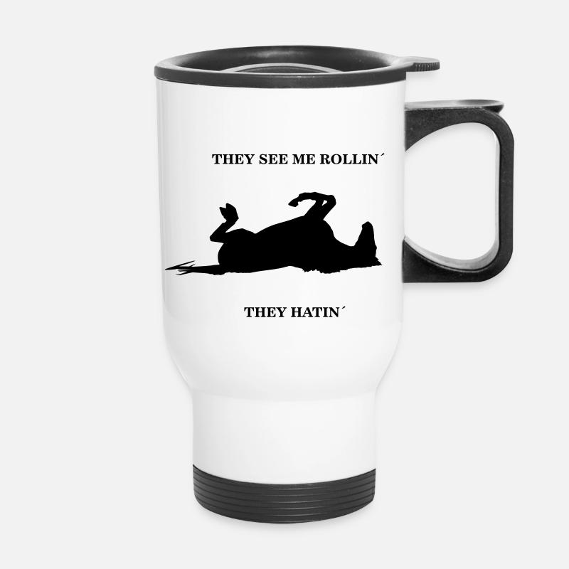 They see me rollin they hatin - Pferd dreckig - Thermobecher mit Tragegriff - Weiß