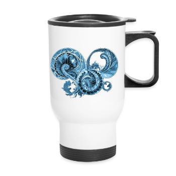 Blue Ornament - Thermal mug with handle - white - Front