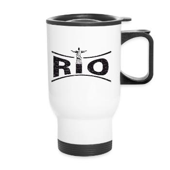 RIO avec Jésus - Brésil - Tasse isotherme avec poignée - blanc - Devant