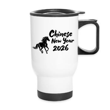 Chinese New Year 2026 Pferdesymbol - Thermobecher mit Tragegriff - Weiß - Vorne