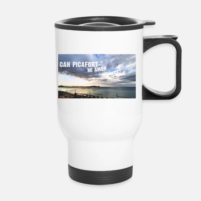 Beach Sunset Love Mallorca Can Picafort - Thermal mug with handle - white