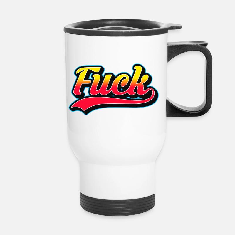 F-Word Retro Style Logo - Thermal mug with handle - white