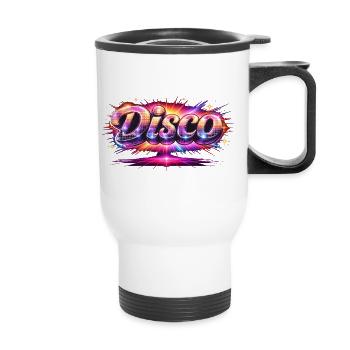 Disco Lettering Neon 80s Style - Thermal mug with handle - white - Front