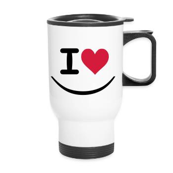 I love - Tasse isotherme avec poignée - blanc - Devant