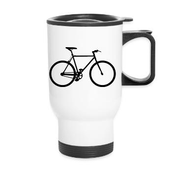 Fahrrad Fixie Radsport Radfahren Radler - Thermobecher mit Tragegriff - Weiß - Vorne