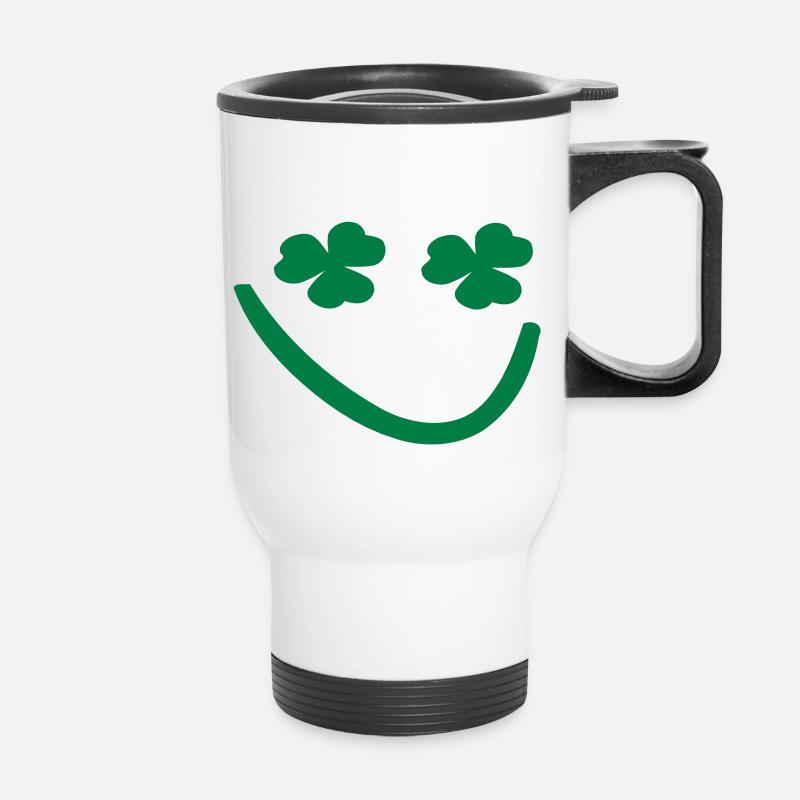 Shamrock smiley face - Thermal mug with handle - white