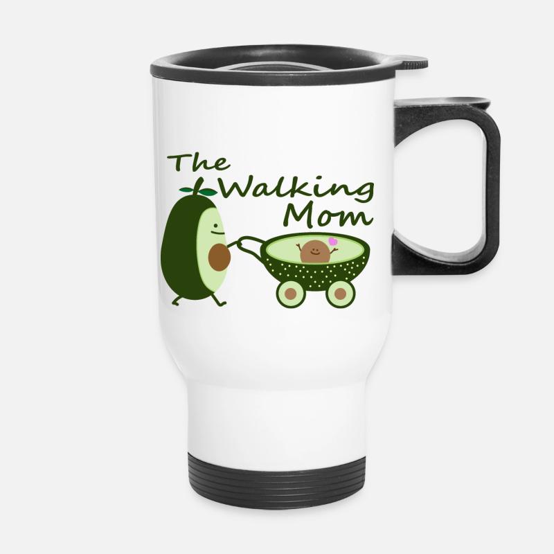 Avocado as a walking mom - Thermal mug with handle - white