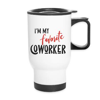 Solitaire - I’m my favorite coworker - Tasse isotherme avec poignée - blanc - Devant