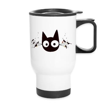 Preto cat - Thermal mug with handle - white - Front