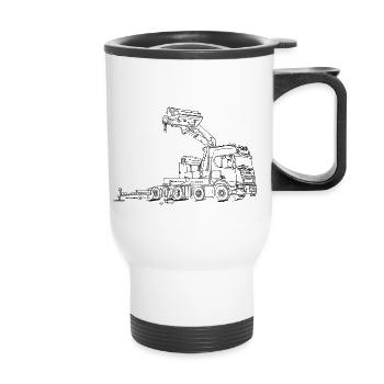 5Axle truck with loading crane2 - Thermal mug with handle - white - Front