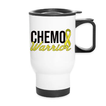 Chemo Warrior - Yellow Ribbon - Thermal mug with handle - white - Front