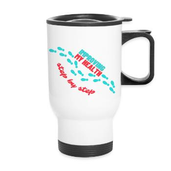 My health becomes praying step by step - Thermal mug with handle - white - Front
