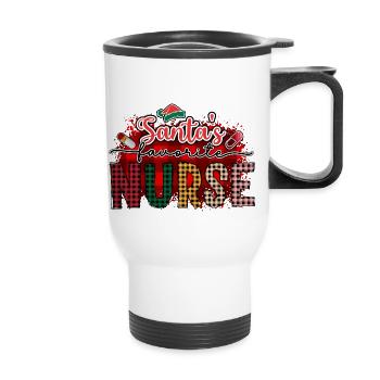 Santa's Favorite Nurse Nursing - Thermobecher mit Tragegriff - Weiß - Vorne