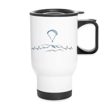 Paragliding, Paragliding, Mountains & Pulse Heartbeat - Thermal mug with handle - white - Front