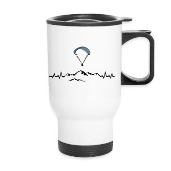 Paragliding, Paragliding, Mountains & Pulse Heartbeat - Thermal mug with handle - white - Front