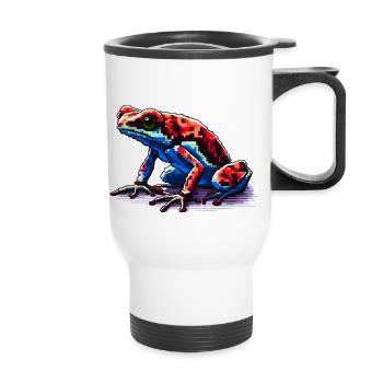 Bunter Pfeilgiftfrosch in 8 Bit Pixel Look - Thermobecher mit Tragegriff - Weiß - Vorne