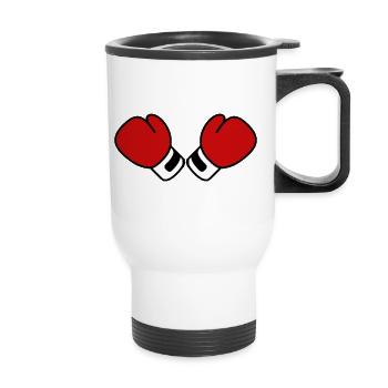 boxing gloves - Thermal mug with handle - white - Front