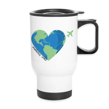 Heart traveler -travel addict - Thermal mug with handle - white - Front