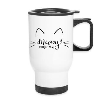 Miaou de Noël - Tasse isotherme avec poignée - blanc - Devant
