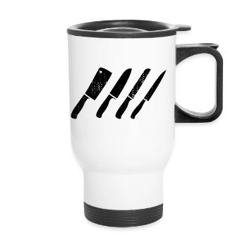 Knife set sketch - Thermal mug with handle - white - Front