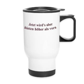Hinten höher als Vorn - Thermobecher mit Tragegriff - Weiß - Vorne