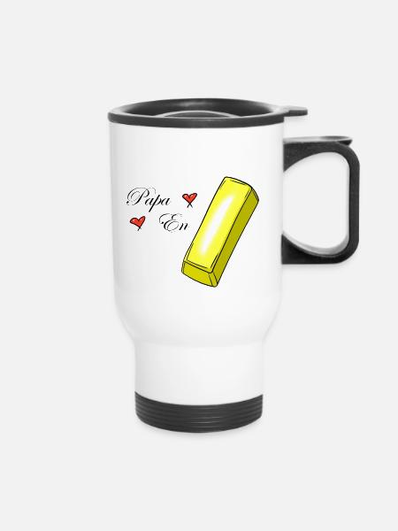 Goldener Papa - Thermobecher mit Tragegriff - Weiß