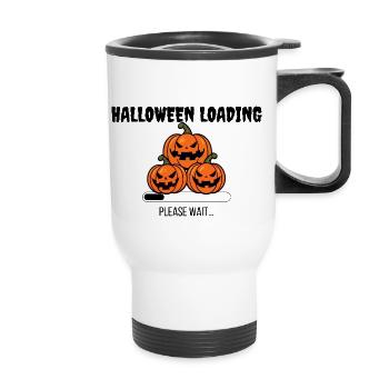 Halloween Loading Please Wait - Thermobecher mit Tragegriff - Weiß - Vorne