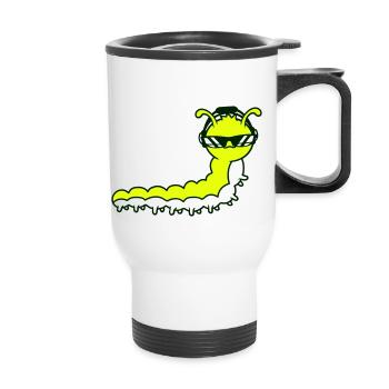 Cool Mignon DJ Caterpillar Lunettes de soleil Fête Club Musique - Tasse isotherme avec poignée - blanc - Devant