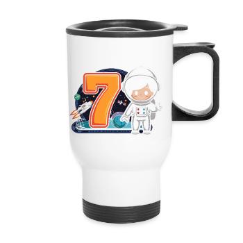 7th Birthday Astronaut Space Adventure for Boys - Thermobecher mit Tragegriff - Weiß - Vorne
