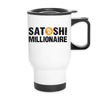 Satoshi Millionaire Cryptocurrency Bitcoin - Thermal mug with handle - white - Front