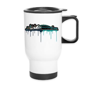 Sydney Skyline Neon-Tropfen Druck - Thermobecher mit Tragegriff - Weiß - Vorne