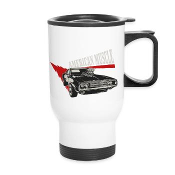 American Muscle Car Dogde Charger V8 Kompressor 3 - Thermobecher mit Tragegriff - Weiß - Vorne